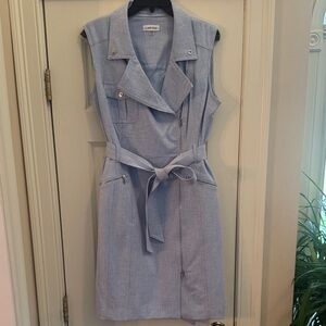 Calvin Klein Scuba Crepe Sleeveless Dress in Light Blue